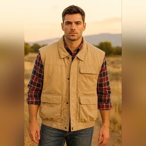 Vintage Boston Traders Utility Hunter‎ Fisherman Quilted Lined Mens Vest